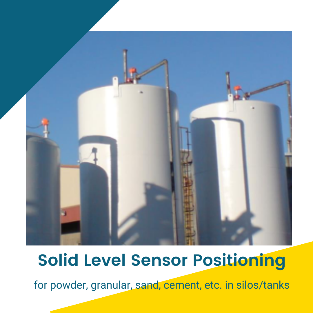 sensor positioning for level measuremnent in solid tanks and silos, granular, powder, sand, powder from Hycontrol