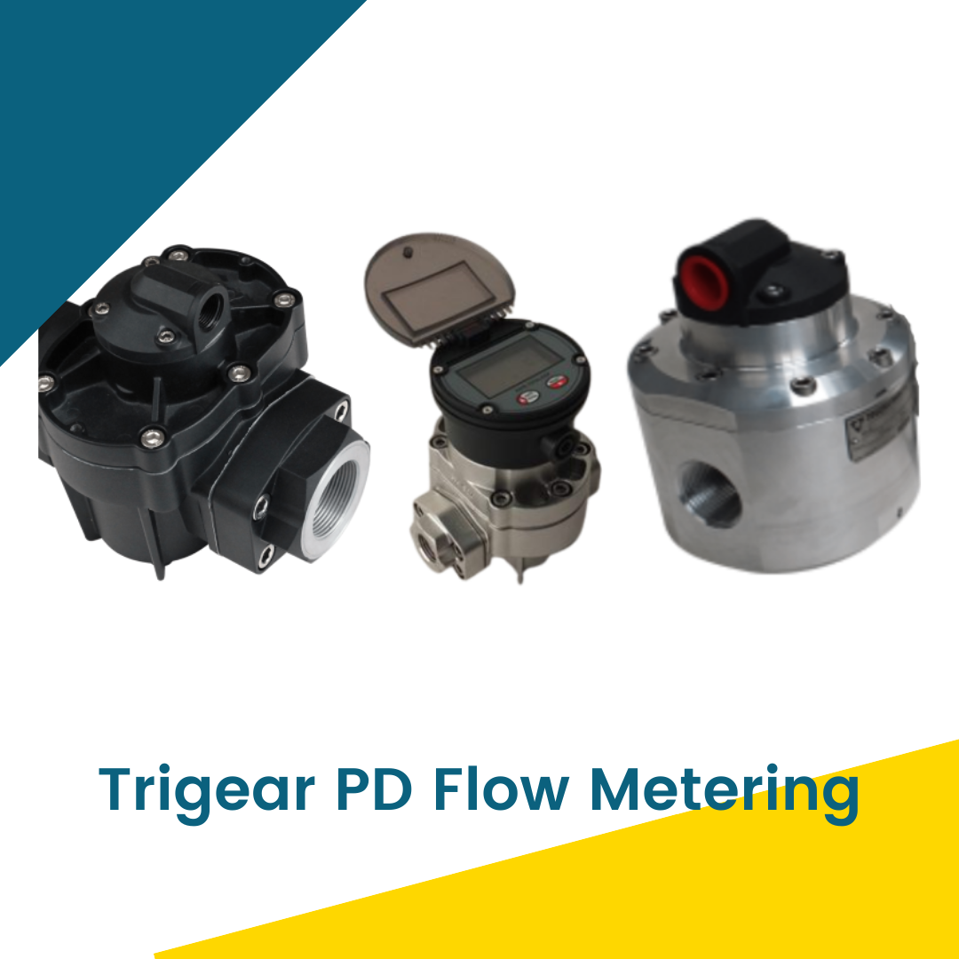 Trigear PD Positive Displace flow meter for water and oil based fluids, clean fluids including fuels, oils, additives, chemicals, food bases, paints, viscous emulsions, insecticides, alcohols and solvents