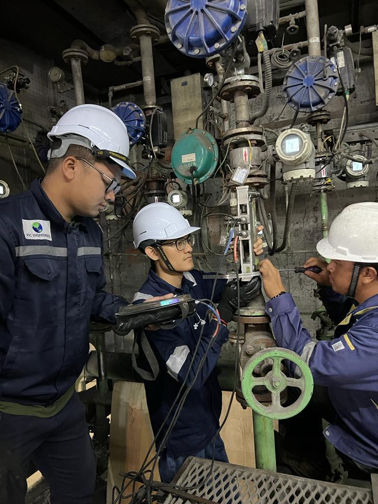 PIC engineers verifying instruments on site